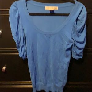 Blue puff sleeve sweater